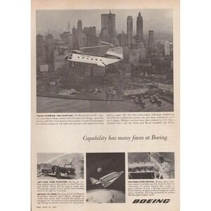 Boeing Vertol 107 Turbine Fire Truck Engine Dyna Soar Space Oxygen Print Ad 1961